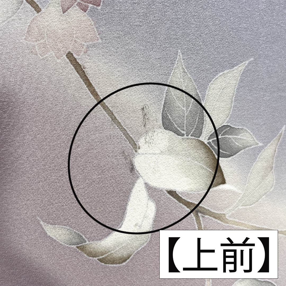 Visiting Kimono, Pure Silk, Grade A, Lined, Length 153.5cm, Sleeve Length 62.5cm, White Plum Blossom Color, Purple Flowers, Item Number: 1112007573220