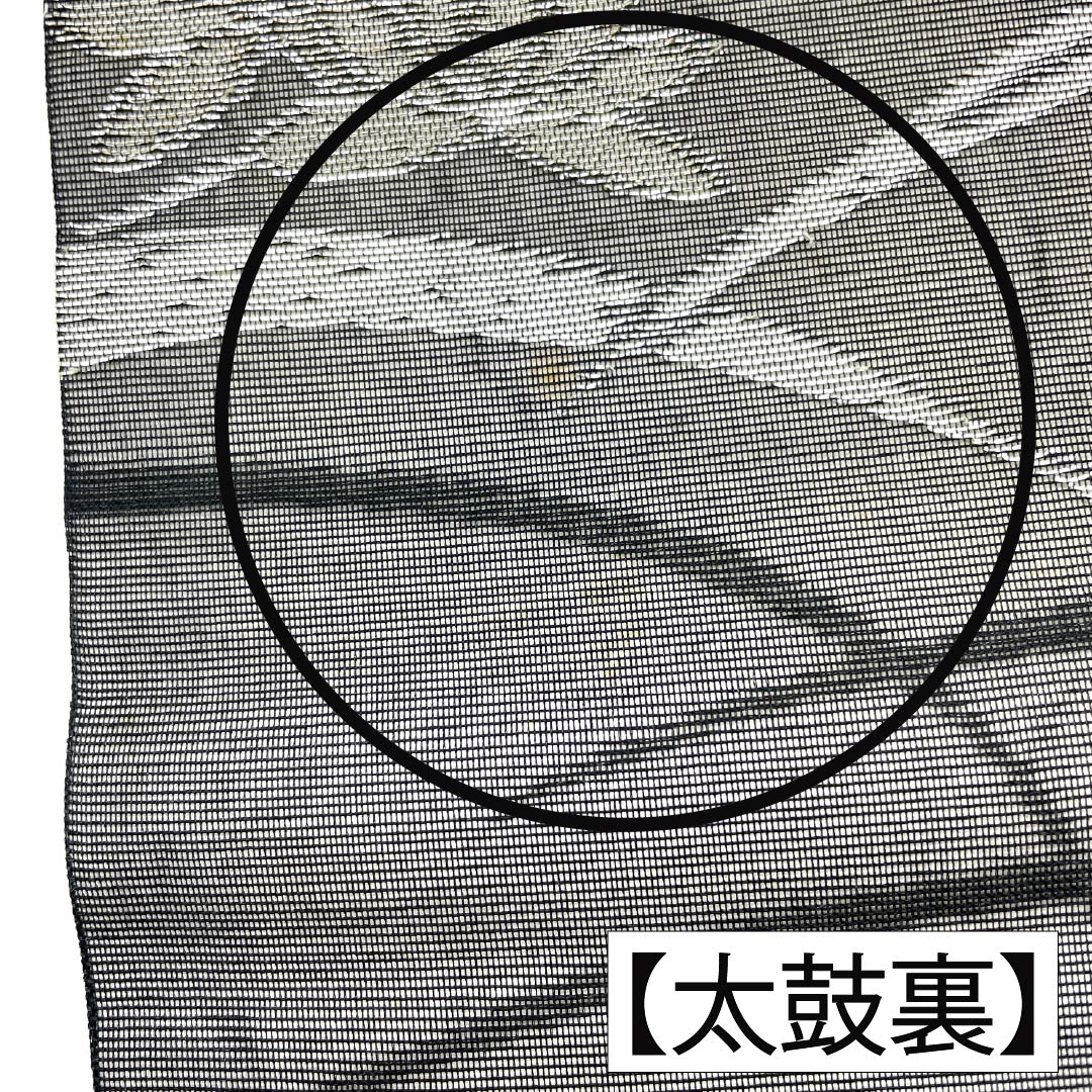 名古屋帯 正絹 Aランク 開き仕立て 黒色（くろいろ） 夏帯 草花模様 帯丈353cm 六通 セミフォーマル 黒系 1124012933310