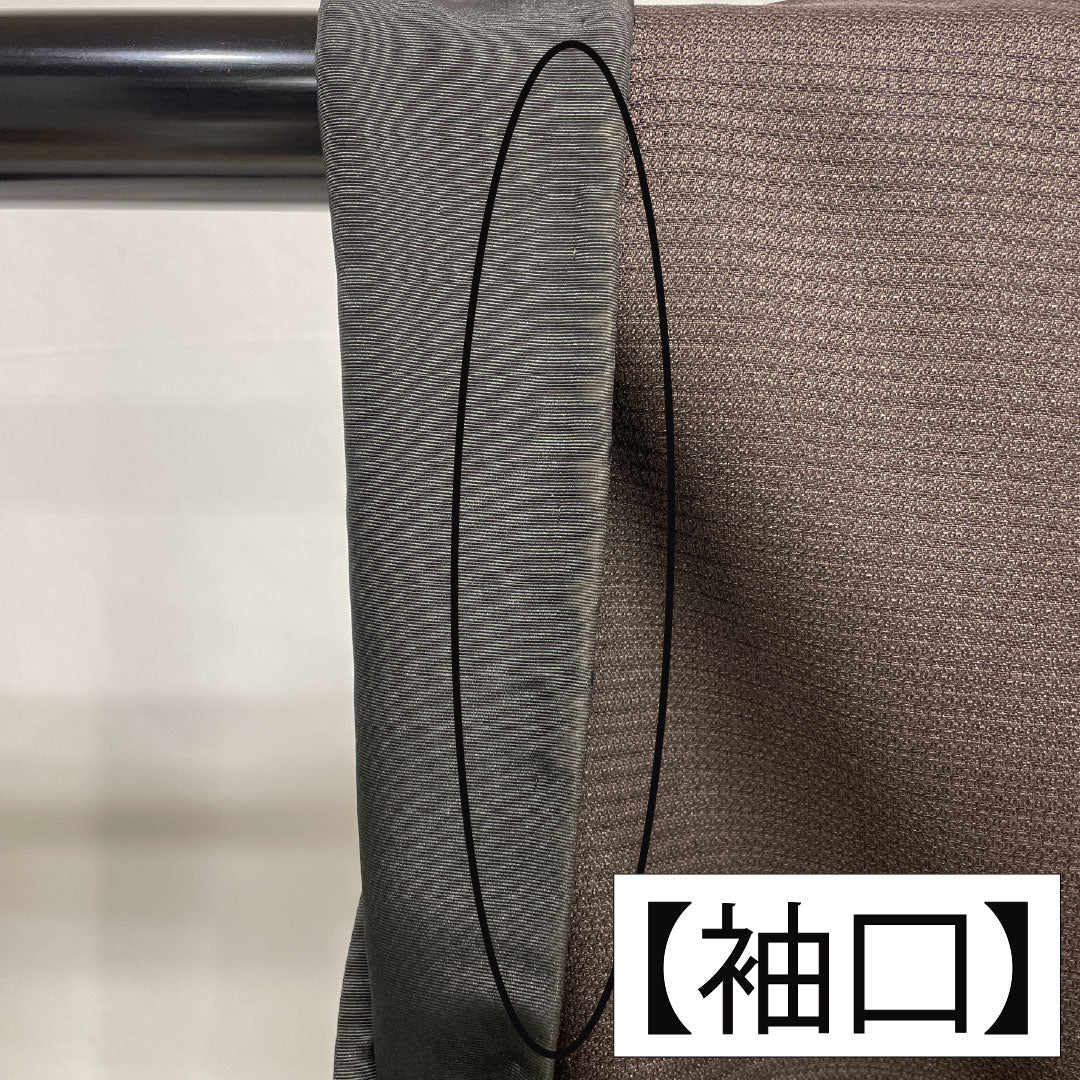 Men's pure silk, A-rank, length 148cm, sleeve length 68cm, charcoal-colored, horizontal stripes, lined, brown, product number 1119001703414