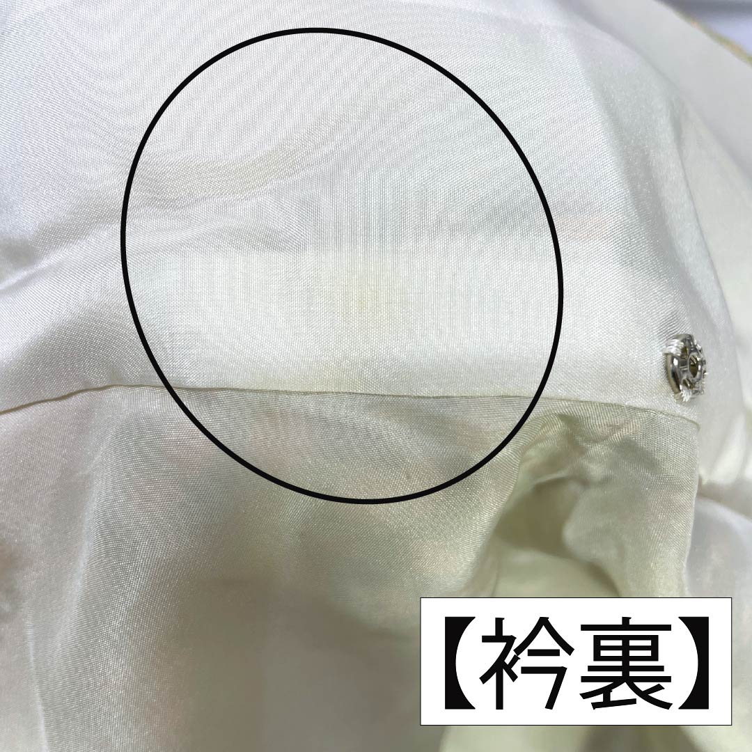 訪問着 正絹 Bランク 袷 身丈160.5cm 裄丈65.5cm 硫黄色（いおういろ） 総絞り 草花 緑系 1112007444419