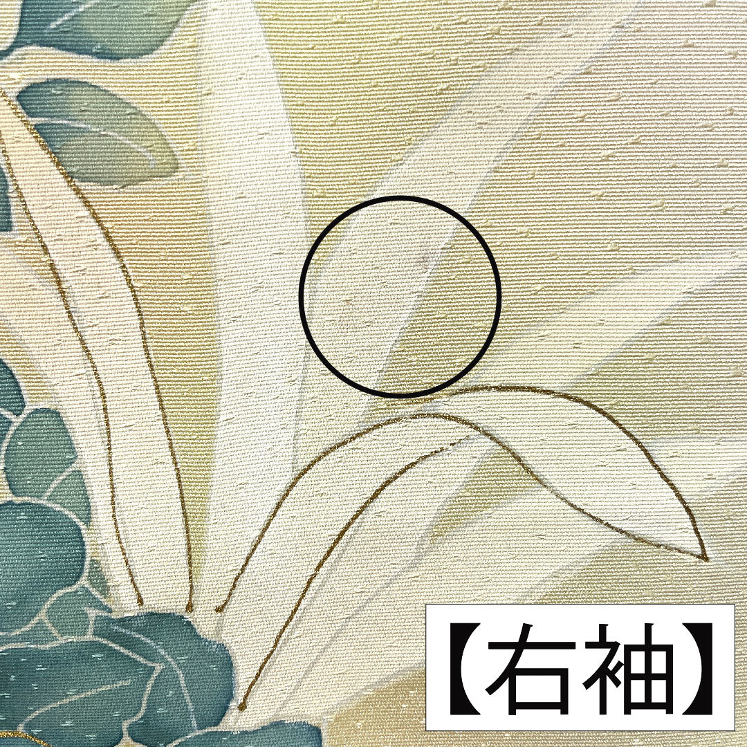 訪問着 正絹 袷 身丈156.5cm 裄丈63cm 淡黄色（たんこうしょく） 京友禅 草花模様 Aランク 黄系 1112005393323