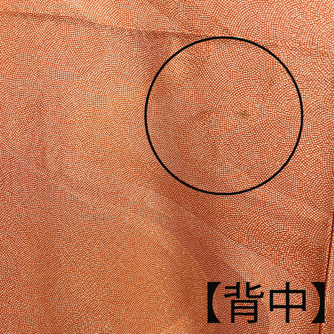 小紋 身丈148cm 裄丈60cm 袷  江戸小紋 流水 鮫 人参色  正絹 Cランク 朱系 1115002145116