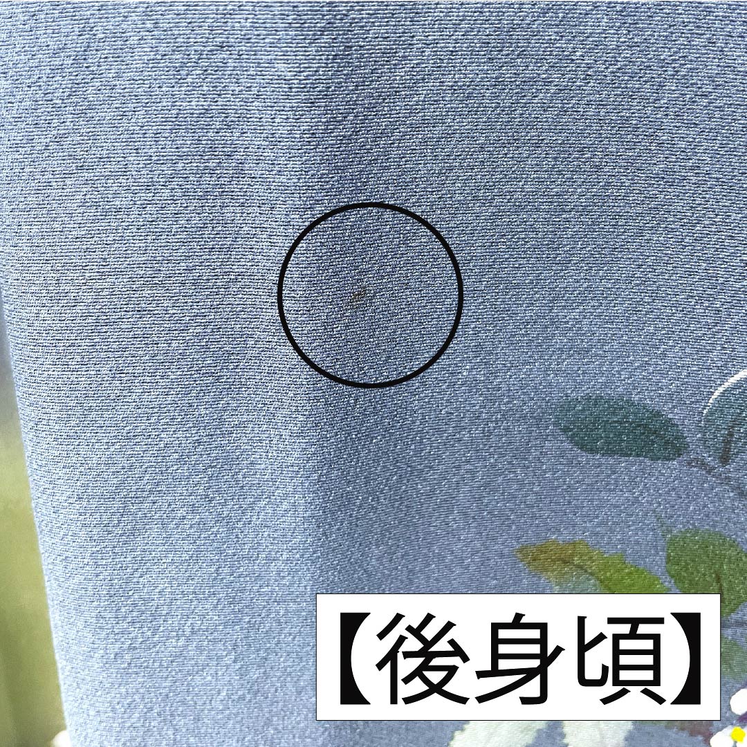訪問着 正絹 Aランク 袷 身丈165.5cm 裄丈67cm 裏色（うらいろ） 京友禅 付下げ 草花 青系 1112006773517