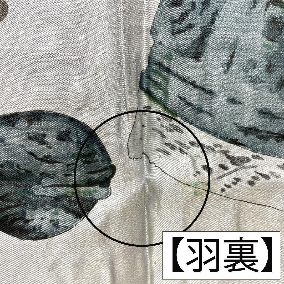 男物 正絹 Aランク 身丈141.5cm 裄丈70cm 濃紺色（のうこんいろ） 紬地 羽織紐付き アンサンブル 袷 紺系 1119001593418