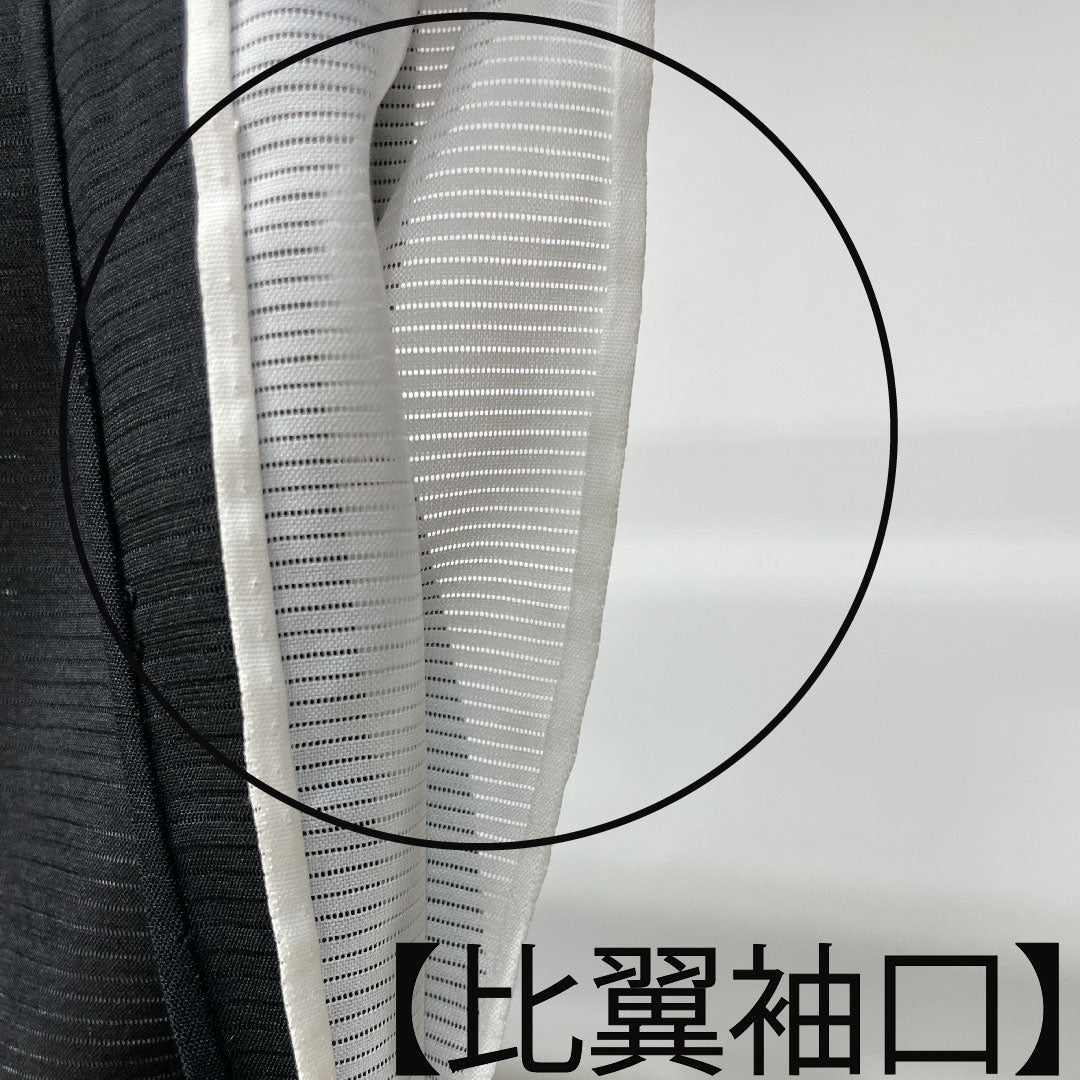 Summer polyester black formal kimono, length 159.5cm, sleeve length 66cm, wave pattern, washable kimono, Gosankiri, silk, B rank, black, 1132001474310