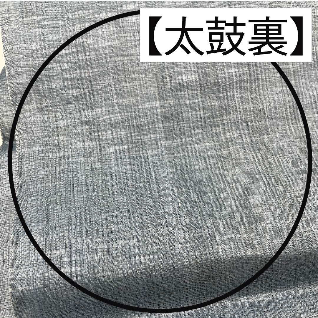 袋帯 正絹 湊鼠色（みなとねずいろ） 夏帯 抽象模様 帯丈440cm Bランク ポイント柄 セミフォーマル 水色系 1123013274324