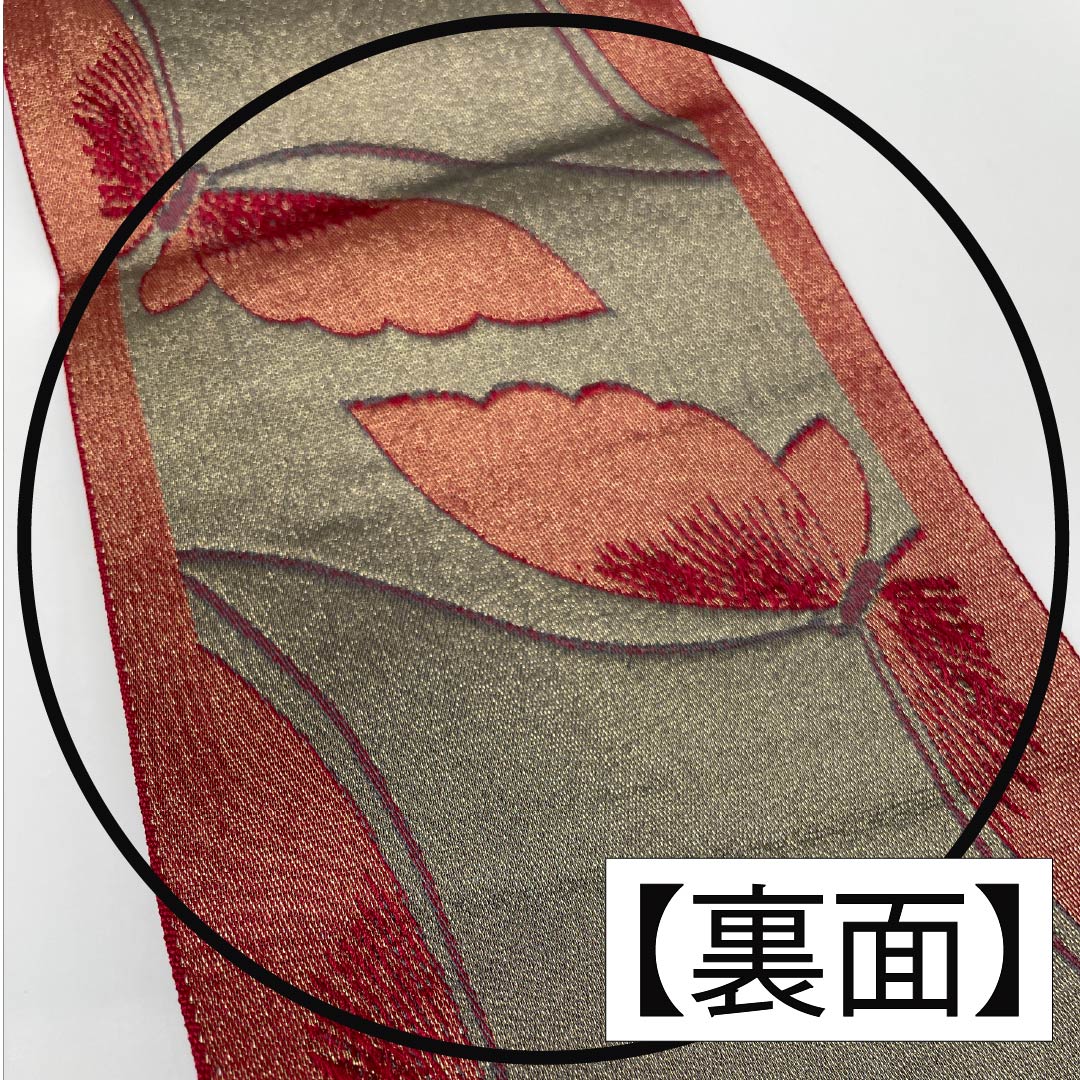 Half-width obi, polyester, wine red, butterfly, obi length 344cm, purple, A rank, 1125001743320