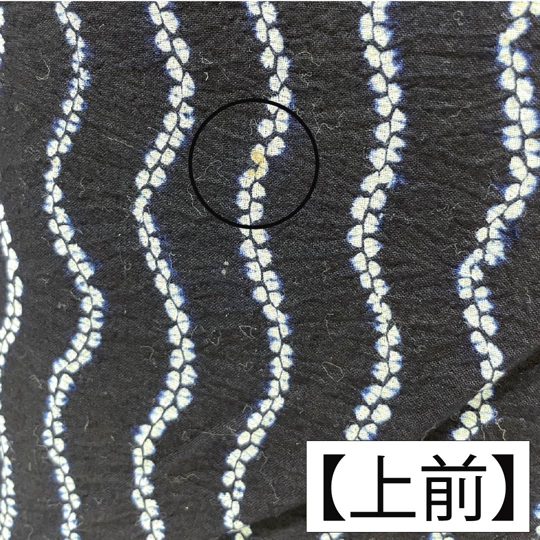浴衣 木綿 身丈146cm 裄丈63.5cm Bランク 単衣 紺系 濃紺色（のうこんいろ） 有松絞り 抽象模様 居敷当て 1118006784118