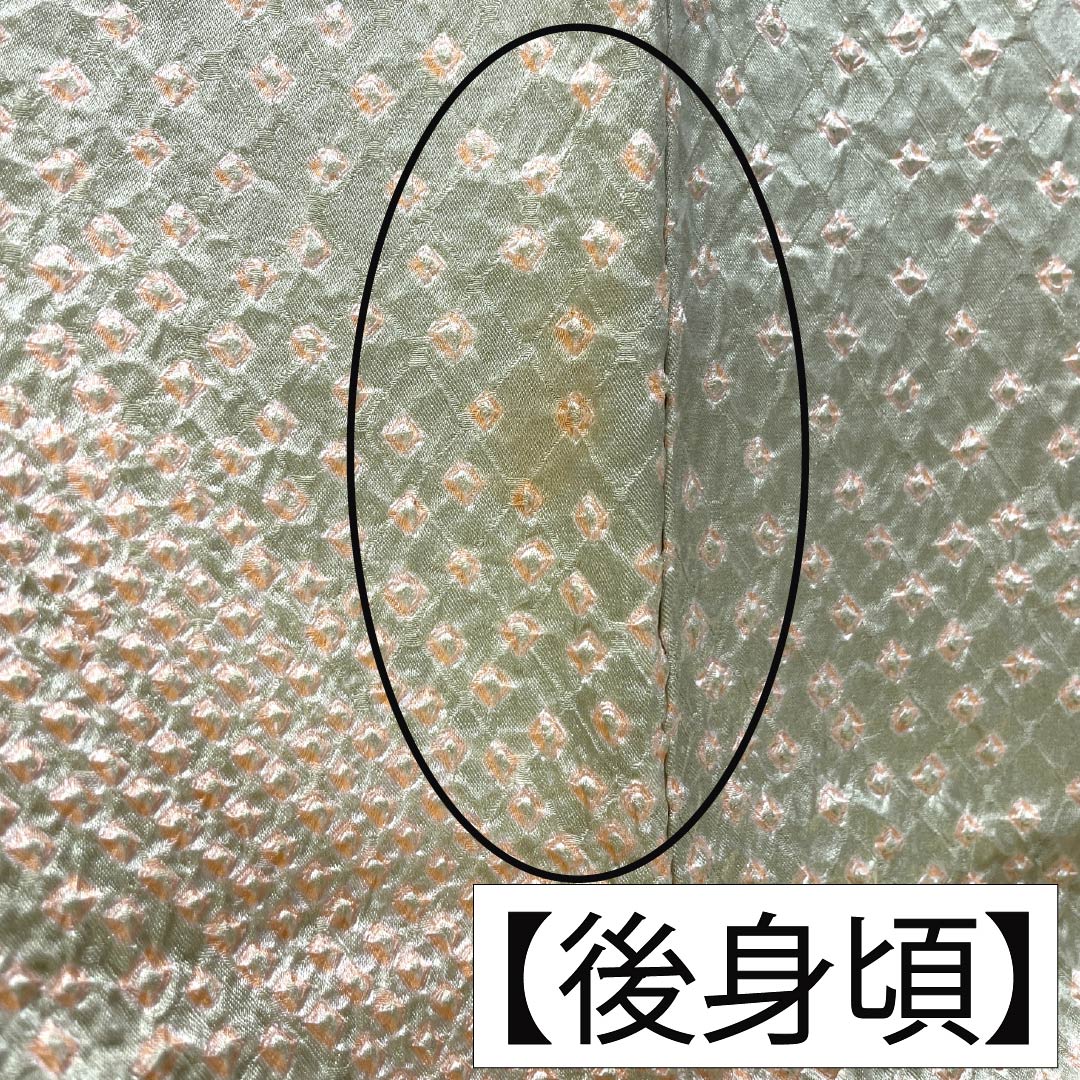 訪問着 正絹 Bランク 袷 身丈160.5cm 裄丈65.5cm 硫黄色（いおういろ） 総絞り 草花 緑系 1112007444419