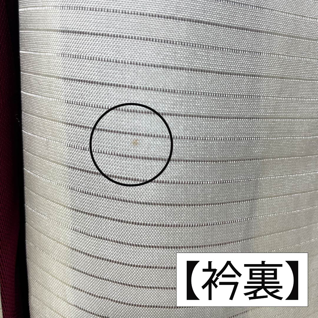 夏物 正絹 紬 身丈159cm 裄丈64.5cm 臙脂色（えんじいろ） 紋紗 格子 紗 Aランク 朱系 1132002763316