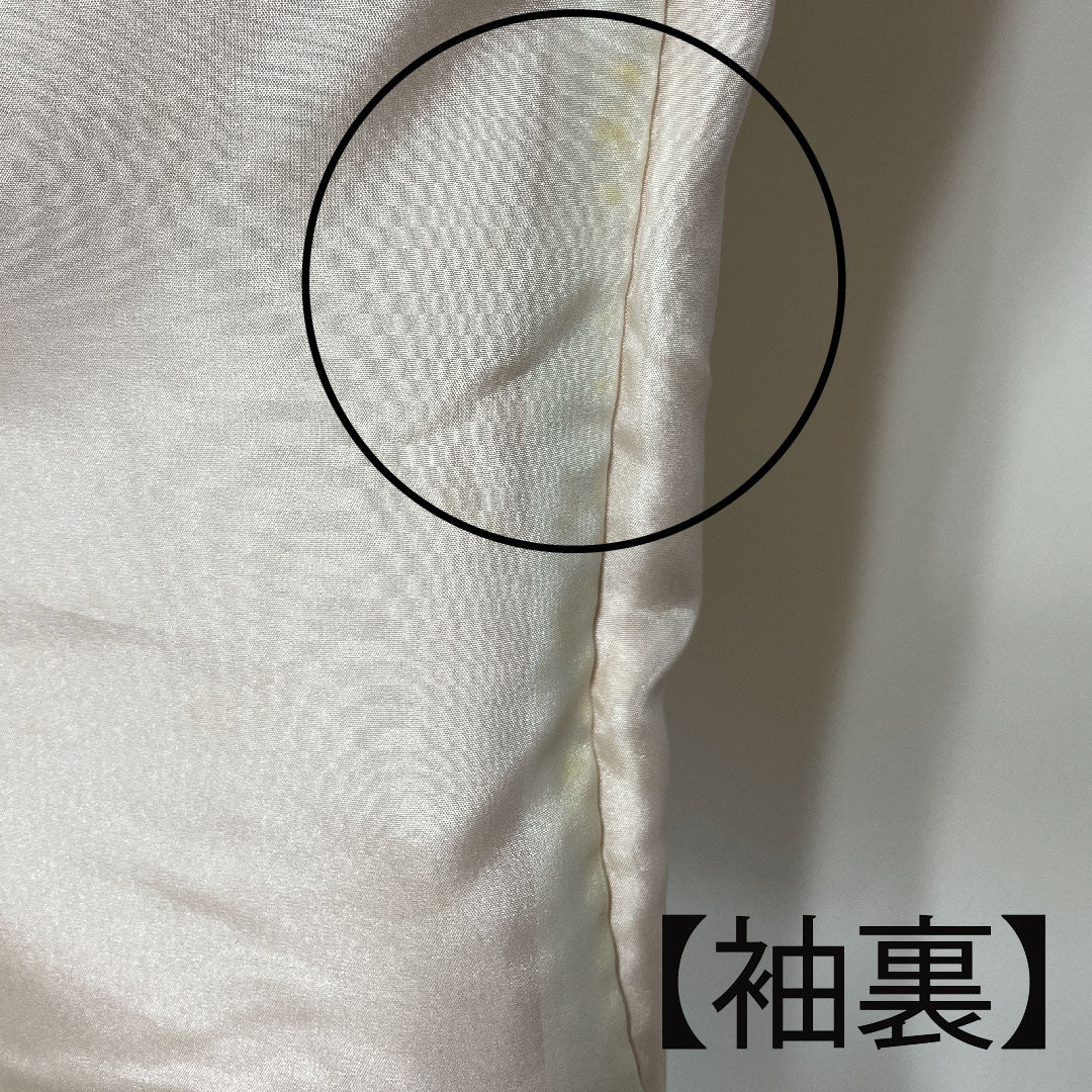 小紋 身丈148cm 裄丈60cm 袷  江戸小紋 流水 鮫 人参色  正絹 Cランク 朱系 1115002145116