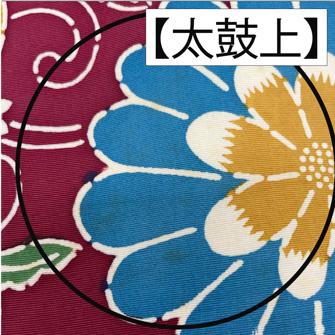 Nagoya obi, reddish red, Kyoto Bingata, floral arabesque, obi length 345cm, pure silk, B rank, full length, casual, purple, 1124006644320, Nagoya style