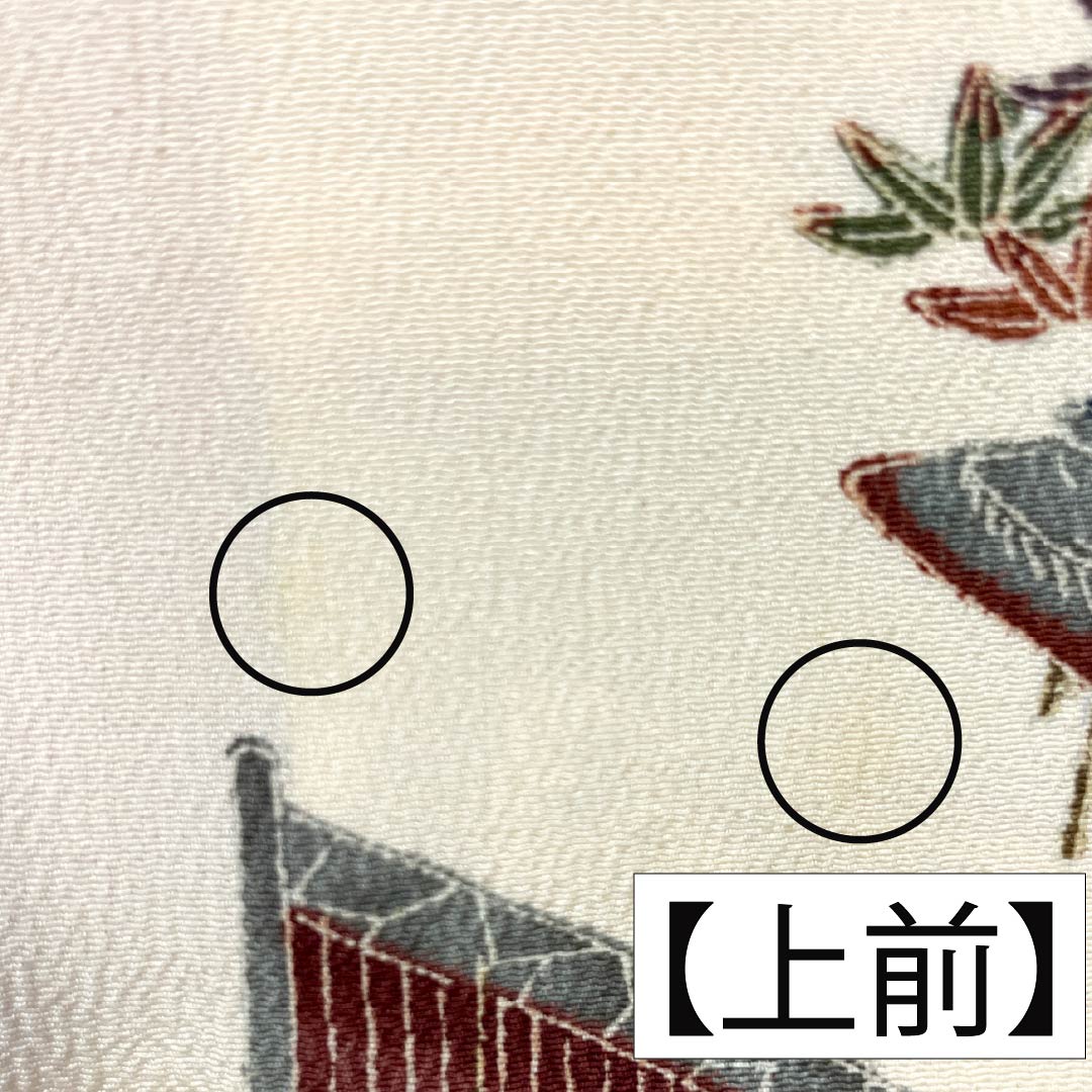 小紋 正絹 身丈156.5cm 裄丈62cm 袷 砥粉色（とのこいろ） 型染 時代絵巻 Bランク クリーム系 1115005054315