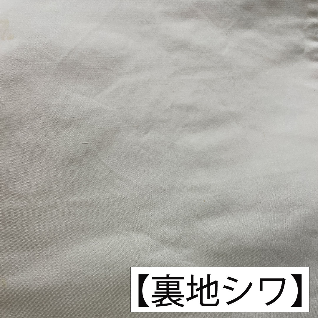 袋帯 正絹 Bランク 白銅色（はくどういろ） 西陣織 波涛鴛鴦 鶴 帯丈424cm 六通 フォーマル グレー系 1123016084322