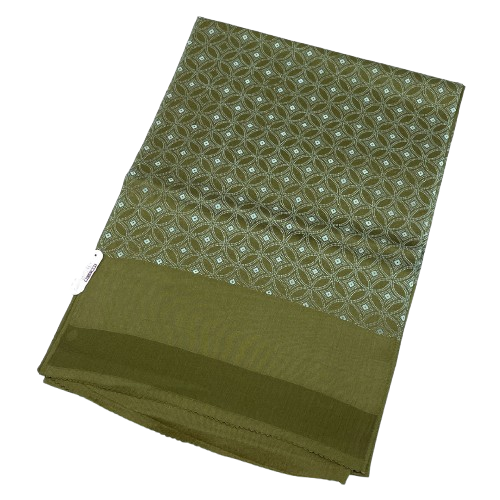 (Like New) Semi-Formal Silk Obiage (Sash) in Olive Green with a Classic Shippo Tsunagi Pattern, Approximately 180cm Long and 30cm Wide, Green, Product Number: 1136001651919