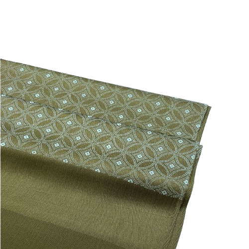 (Like New) Semi-Formal Silk Obiage (Sash) in Olive Green with a Classic Shippo Tsunagi Pattern, Approximately 180cm Long and 30cm Wide, Green, Product Number: 1136001651919