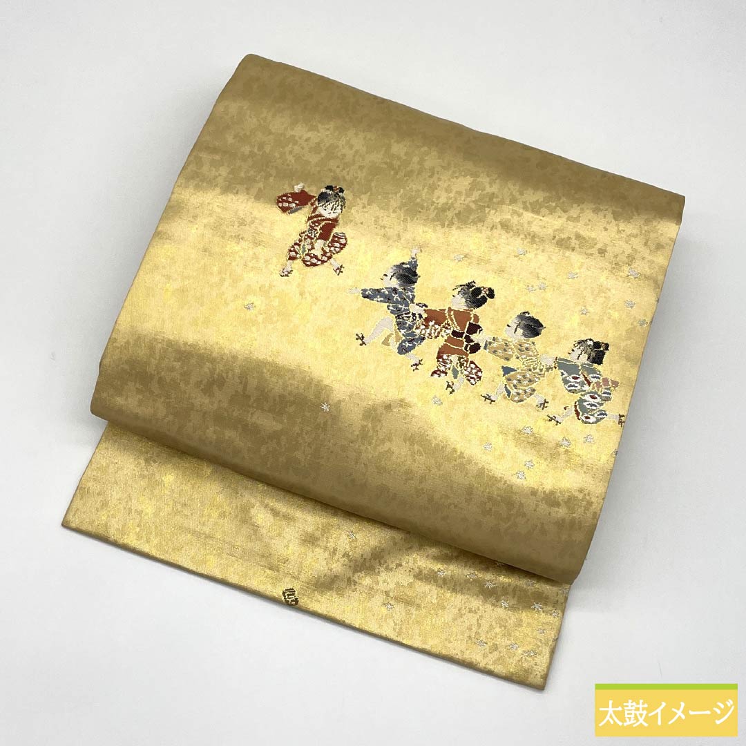 Nagoya Obi, Pure Silk, S-Rank, Nishijin-ori, with Foil, Length 362cm, Pointed Pattern, Gold, Semi-Formal, Item Number 1124010282321, Nagoya Style