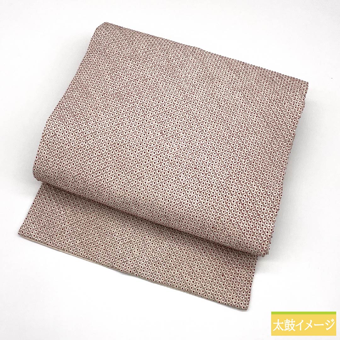 Nagoya Obi, Pure Silk, S-Rank, White Oak (Shirotsurubamiiro), All-Sided, Kanoko Shibori, Dyed, Length 333cm, Full Length, Casual, Beige, Product Number 1124010252325, Nagoya Style