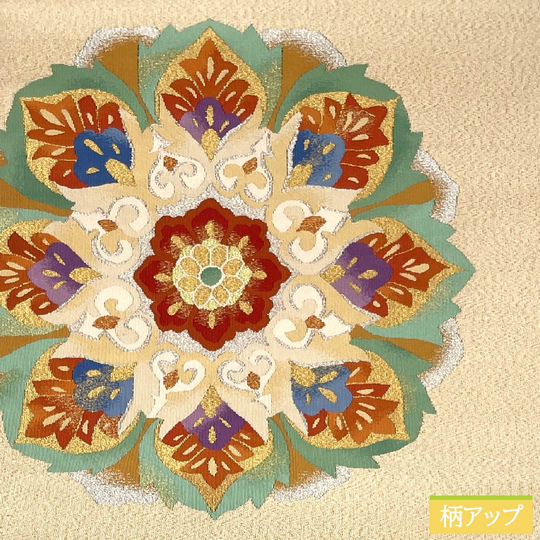 Nagoya Obi, Pure Silk, S-Rank, Floral Design, Tapestry Weave, Length 358cm, Pointed Pattern, Formal, Gold, Pine Needle Pattern, Item Number 1124010032321
