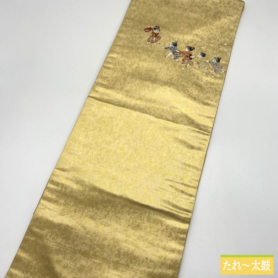Nagoya Obi, Pure Silk, S-Rank, Nishijin-ori, with Foil, Length 362cm, Pointed Pattern, Gold, Semi-Formal, Item Number 1124010282321, Nagoya Style