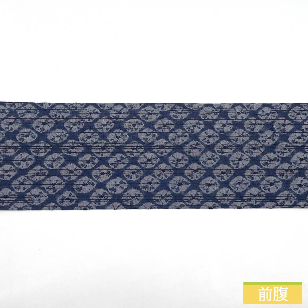 Nagoya Obi, Pure Silk, S-Rank, Indigo Gray, Shibori Dyed, Hat-Shibori, Length 379cm, Full Length, Casual, Gray, Product Number 1124009892322, Nagoya Style