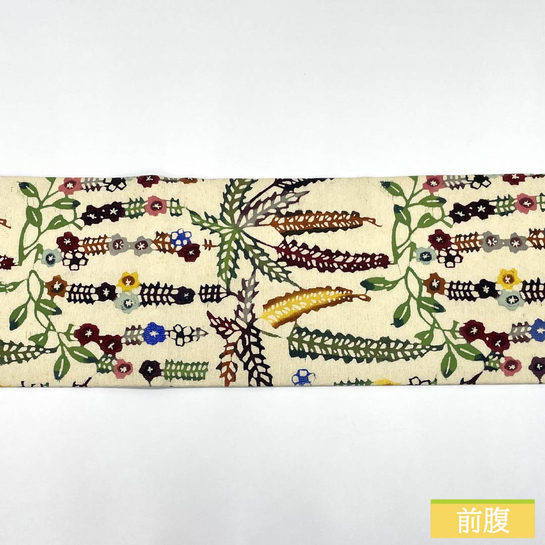 Nagoya Obi, Pure Silk, Grade A, Milky White, Kyoto Bingata Dyed Obi, Floral Pattern, Length 332cm, Six-Ply, Casual, Cream-Colored, Product Number 1124009913315, Nagoya Style