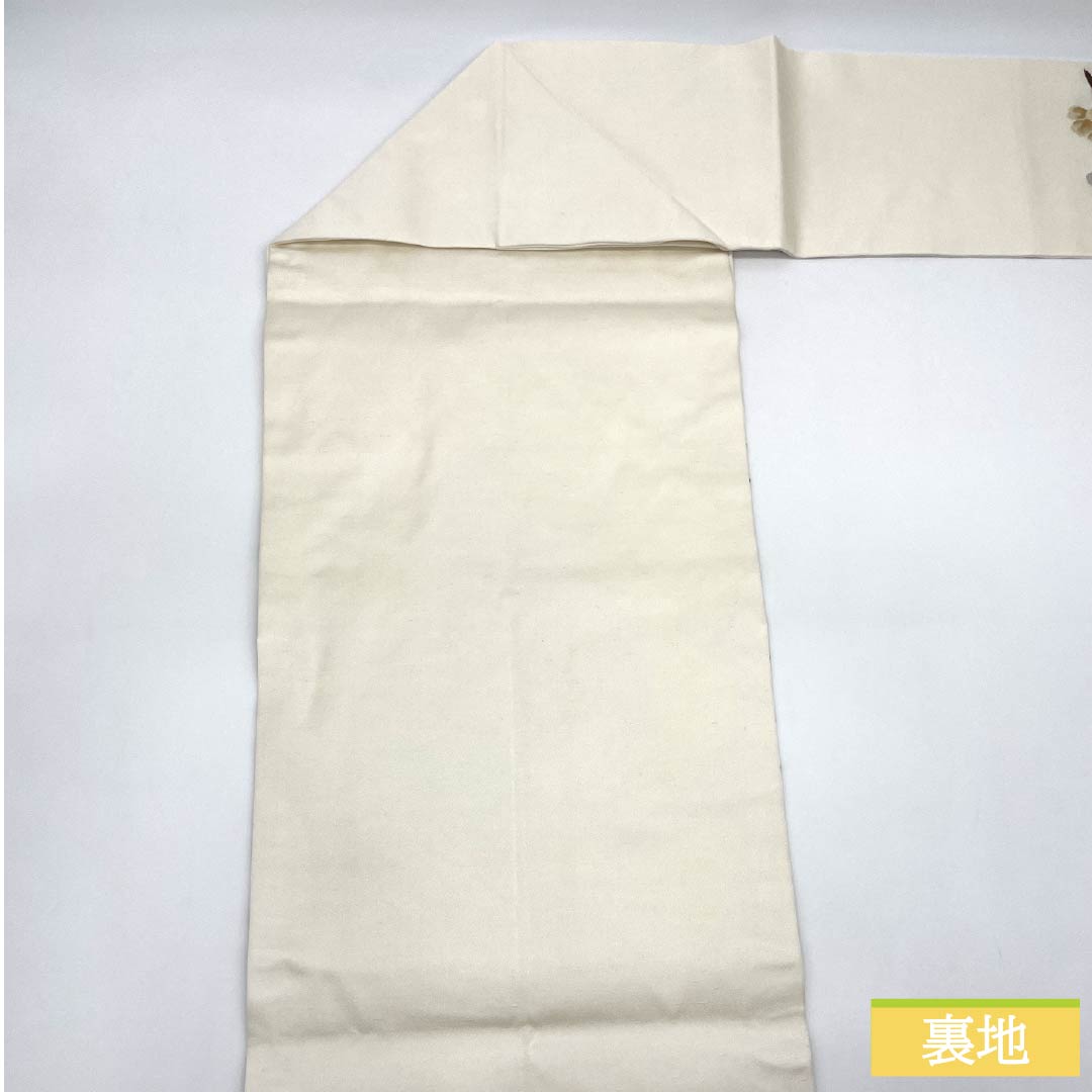 Nagoya Obi, Pure Silk, Grade A, Sazanka (Castle Flower) Pattern, Nishijin-ori Weave, Tsumugi Fabric, Length 363cm, Pointed Pattern, Casual, White, Item Number 1124010153311, Nagoya Style