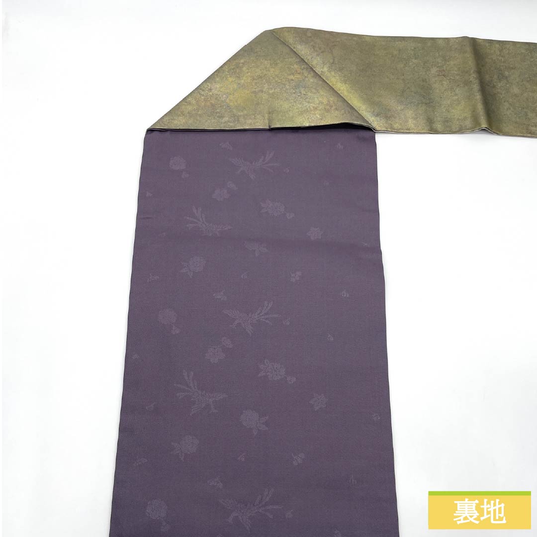 Nagoya Obi, Pure Silk, S-Rank, with Dried Foil and Nishijin Weave, Length 364cm, Six-Ply, Semi-Formal, Gradient Pattern, 1124010222399, Nagoya Style