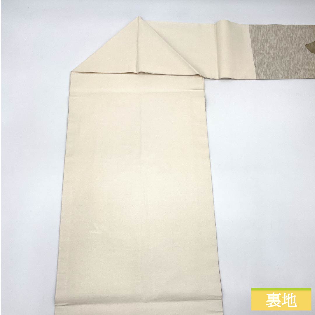 Nagoya Obi, Pure Silk, S-Rank, Nishijin-ori, Fan-Shaped Design, Embroidered Floral Pattern, 355cm Long, Pointed Design, Semi-Formal, White, Item Number 1124010312311, Nagoya Style