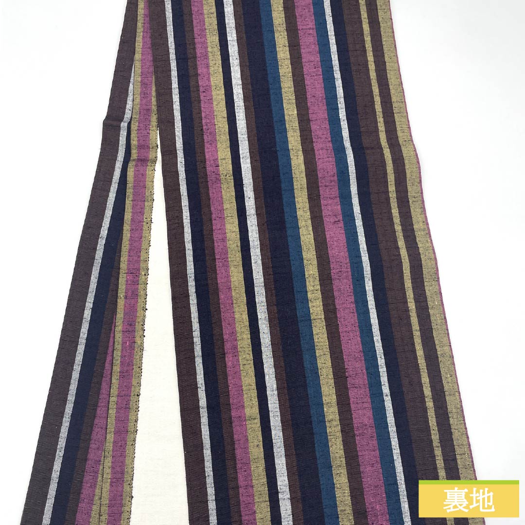 Nagoya Obi, Pure Silk, Grade A, Striped, Tsumugi Fabric, 376cm Long, Full Length, Casual, Gradient Pattern, 1124009953399, Open-Leg Style