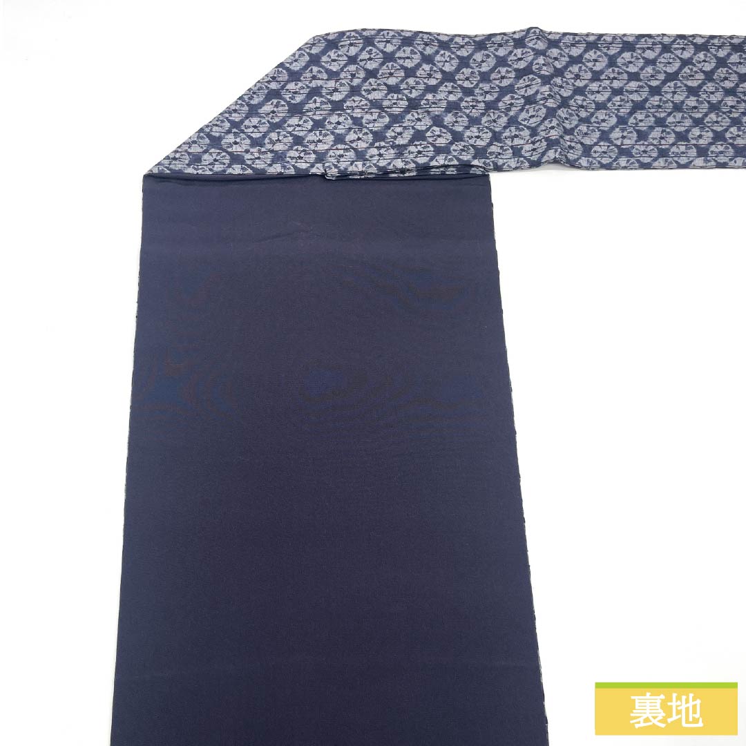 Nagoya Obi, Pure Silk, S-Rank, Indigo Gray, Shibori Dyed, Hat-Shibori, Length 379cm, Full Length, Casual, Gray, Product Number 1124009892322, Nagoya Style