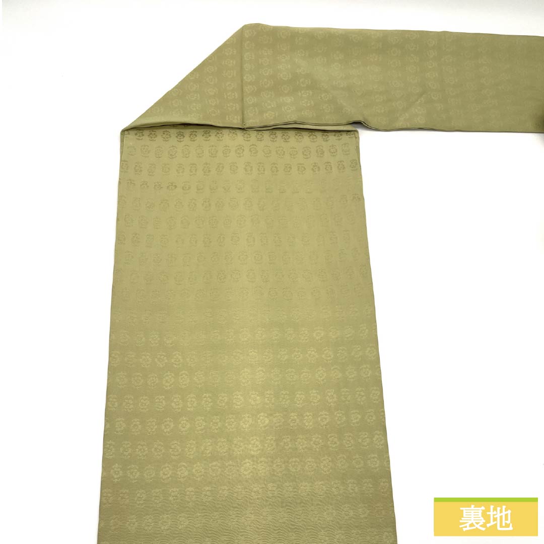 Nagoya Obi, Pure Silk, Grade A, Pale Yellow, Takeyamachi Embroidery, Grape Arabesque Design, Pointed Pattern, Semi-Formal, Yellow, 364cm Length, 1124010373323, Nagoya Style
