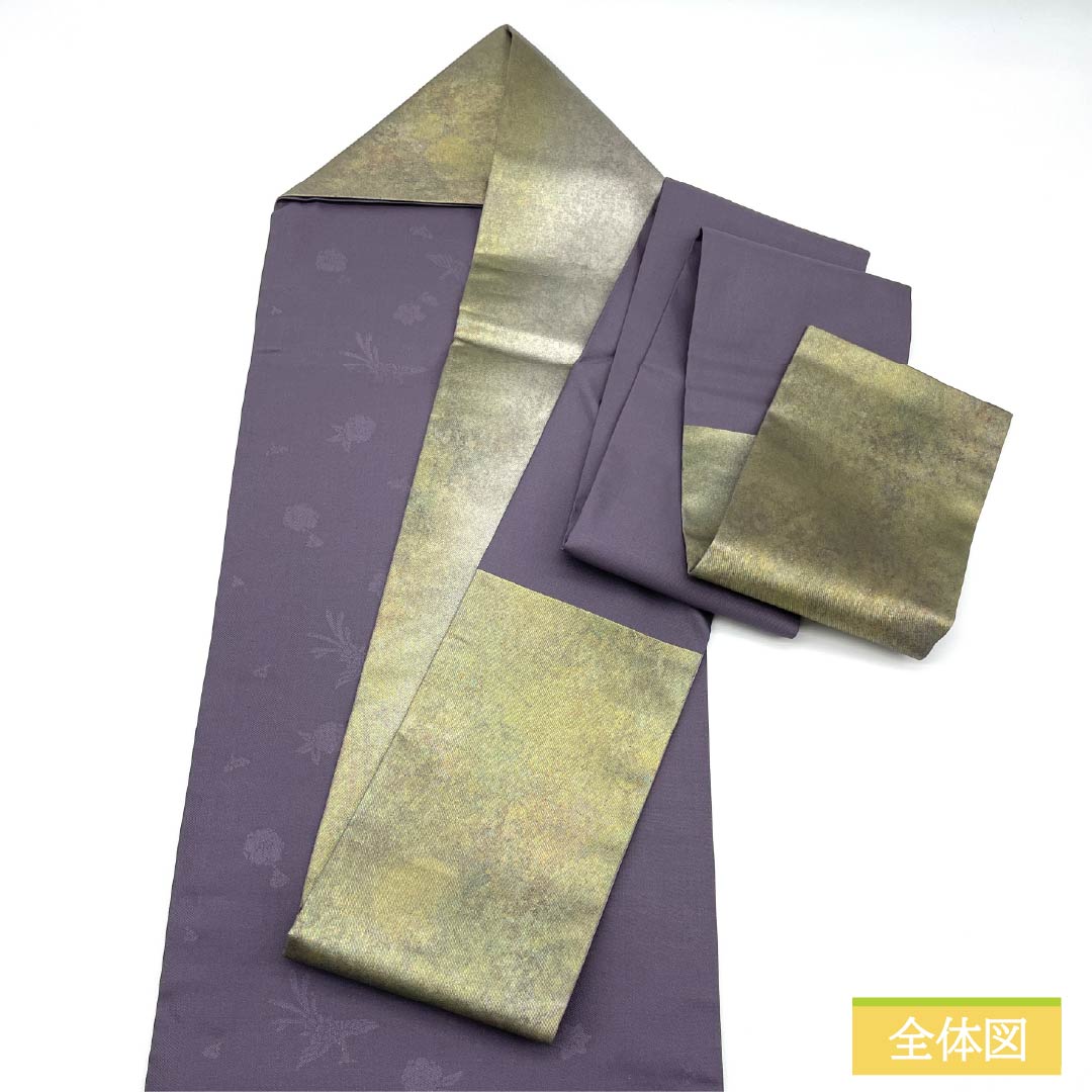 Nagoya Obi, Pure Silk, S-Rank, with Dried Foil and Nishijin Weave, Length 364cm, Six-Ply, Semi-Formal, Gradient Pattern, 1124010222399, Nagoya Style