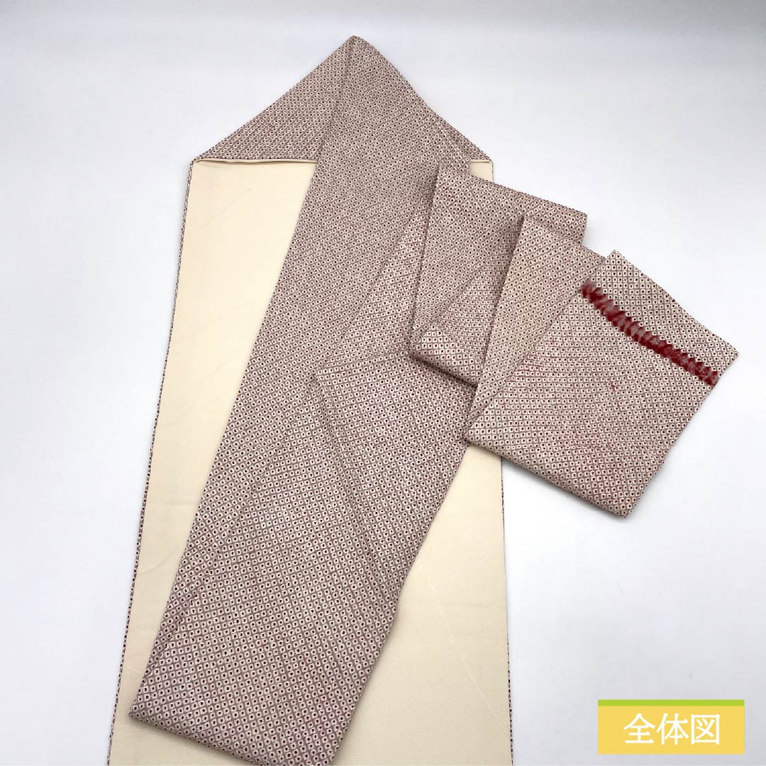 Nagoya Obi, Pure Silk, S-Rank, White Oak (Shirotsurubamiiro), All-Sided, Kanoko Shibori, Dyed, Length 333cm, Full Length, Casual, Beige, Product Number 1124010252325, Nagoya Style