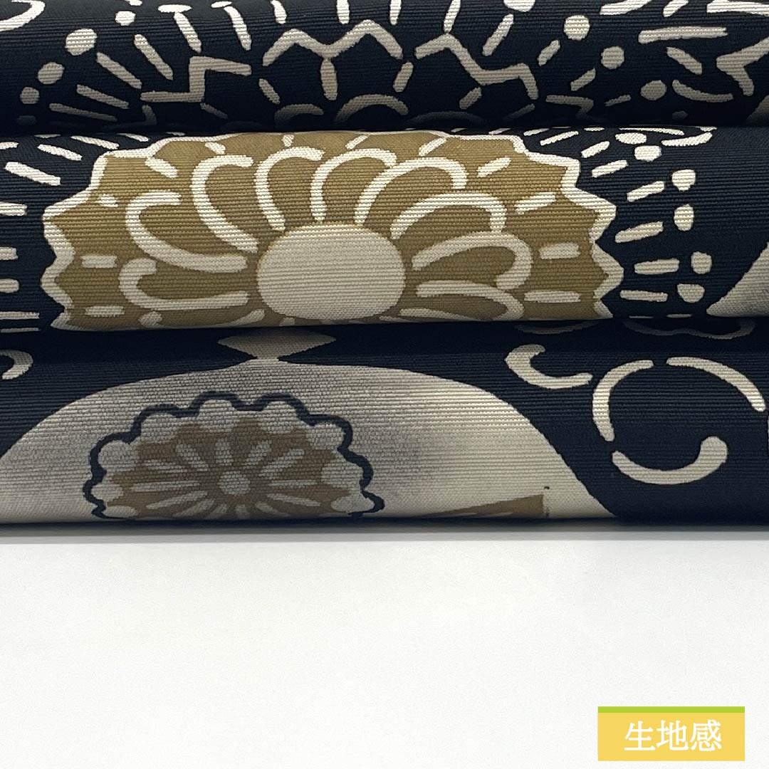 Nagoya Obi, Pure Silk, A-Rank, Kyoto Bingata Dyed Obi with Floral Pattern, Length 354cm, Full Length, Casual, Black, Item Number 1124009903310, Nagoya Style