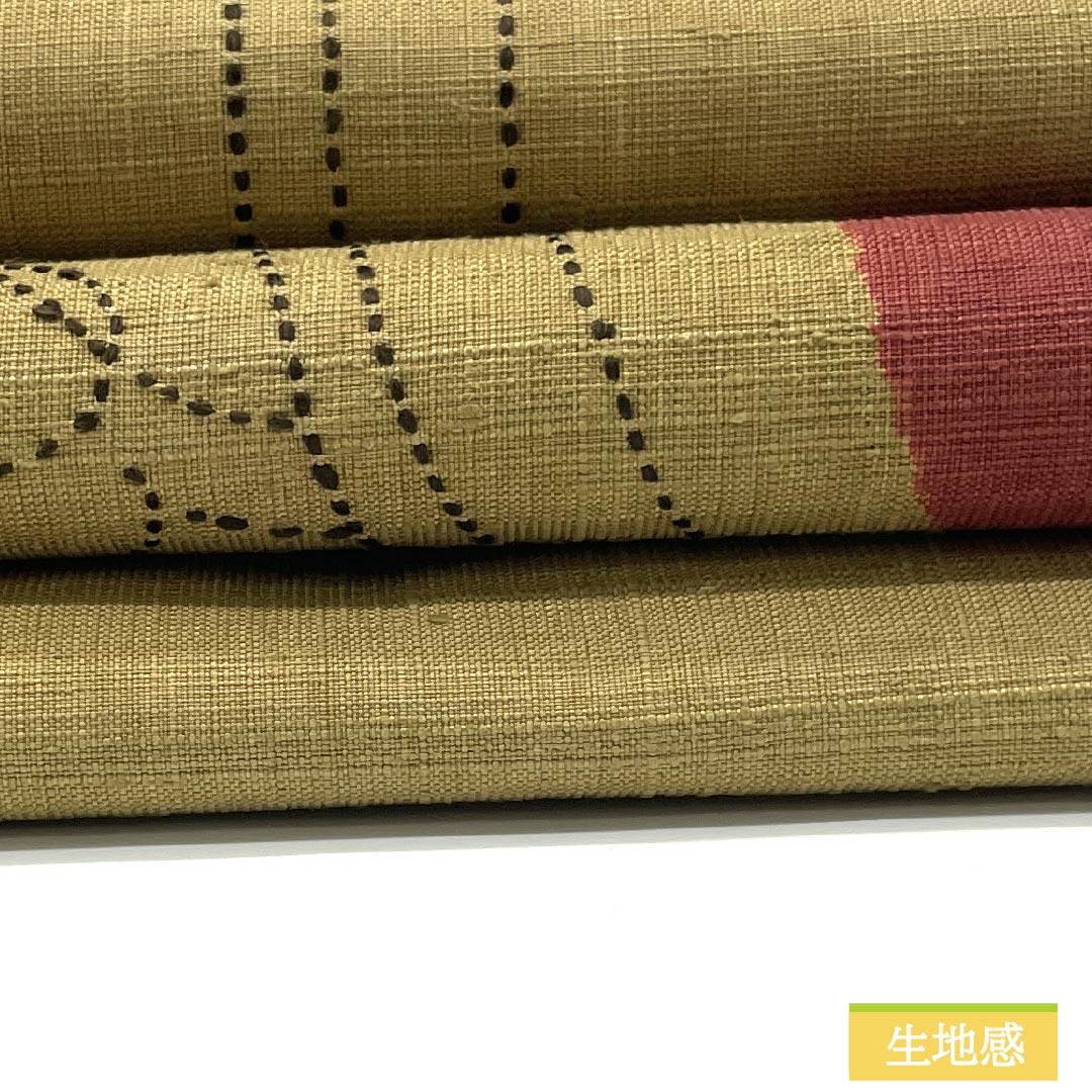 名古屋帯 正絹 Sランク 麦藁色（むぎわらいろ） 刺し子刺繍 草花模様 紬地 帯丈379cm ポイント柄 カジュアル 黄系 1124010022323 名古屋仕立て