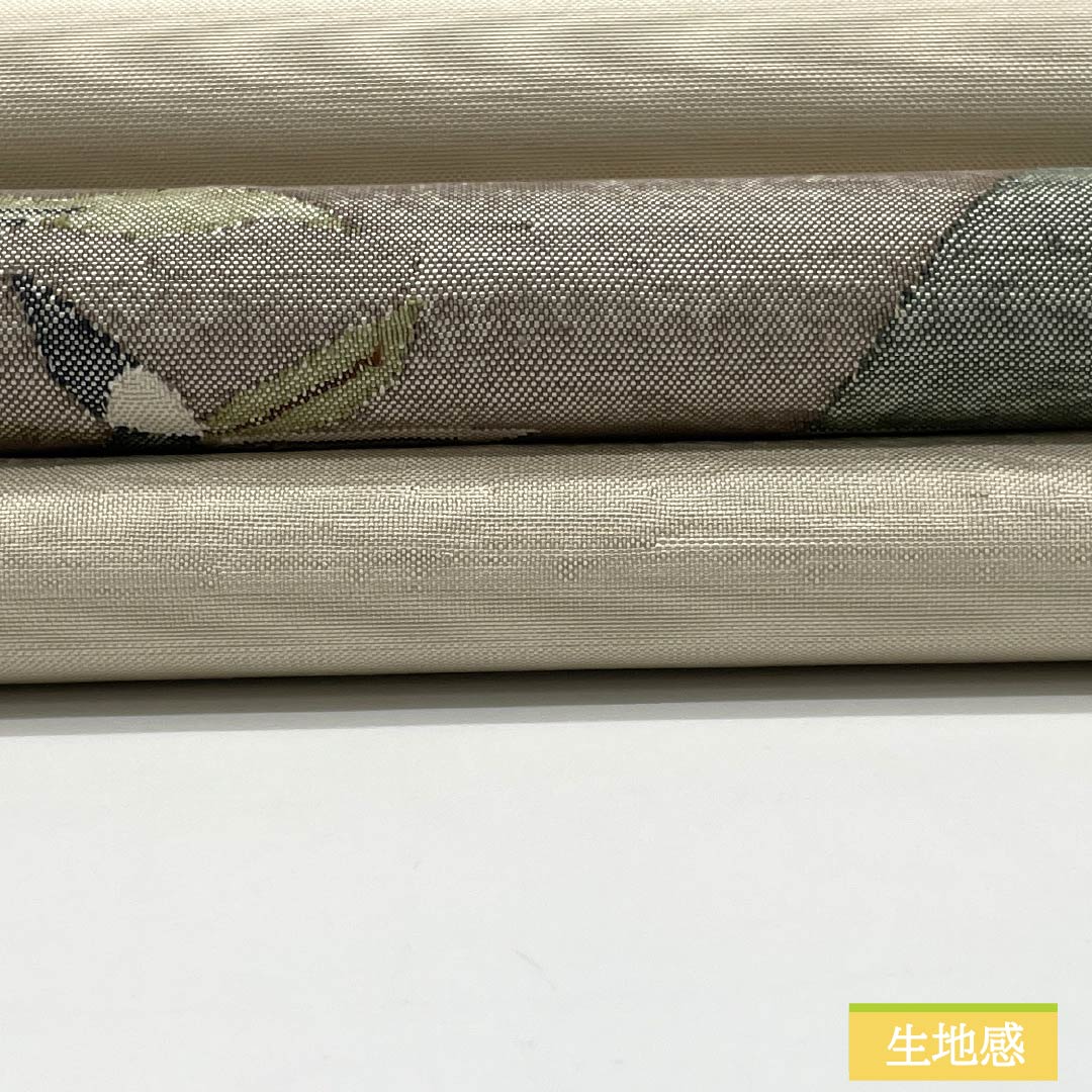 Nagoya Obi, Pure Silk, S-Rank, Sobakiri Color, Sukui Weave, Floral Pattern, Length 378cm, Pointed Pattern, Casual, Beige, 1124010052325, Open-Leaf Style