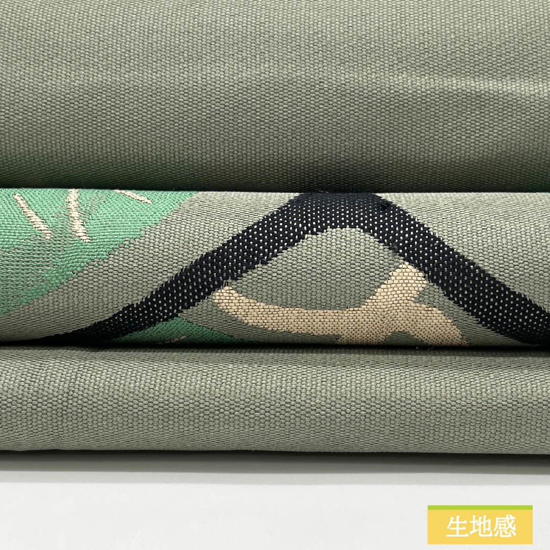 Nagoya Obi, Pure Silk, S-Rank, Willow Gray (Yanagi Nezuiro), Nishijin-ori (Nishijin-ori) Fabric, Pine Pattern, Pointed Pattern, Casual, Green, 373cm Long, Product Number: 1124010402319, Nagoya Style