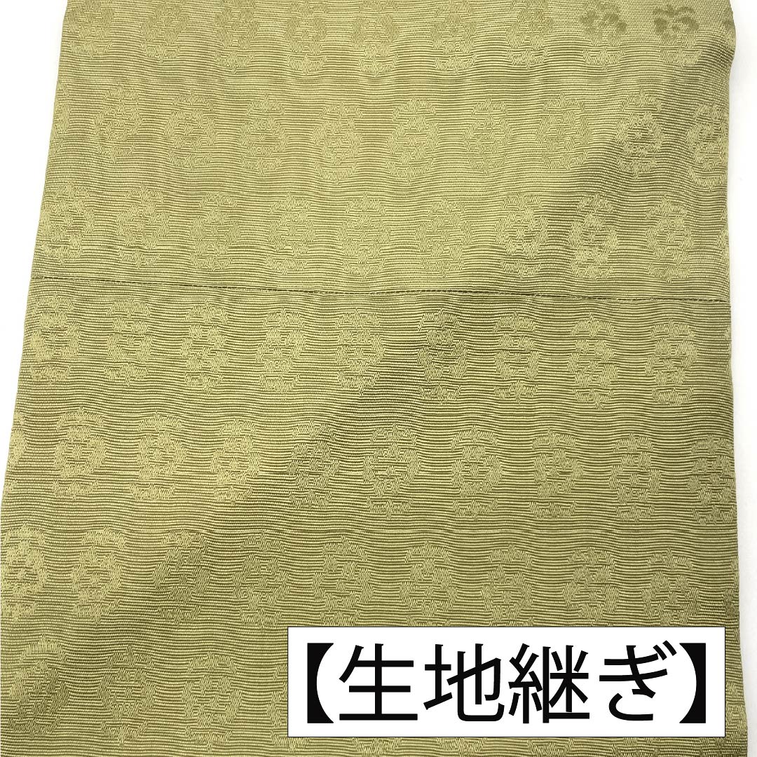 Nagoya Obi, Pure Silk, Grade A, Pale Yellow, Takeyamachi Embroidery, Grape Arabesque Design, Pointed Pattern, Semi-Formal, Yellow, 364cm Length, 1124010373323, Nagoya Style