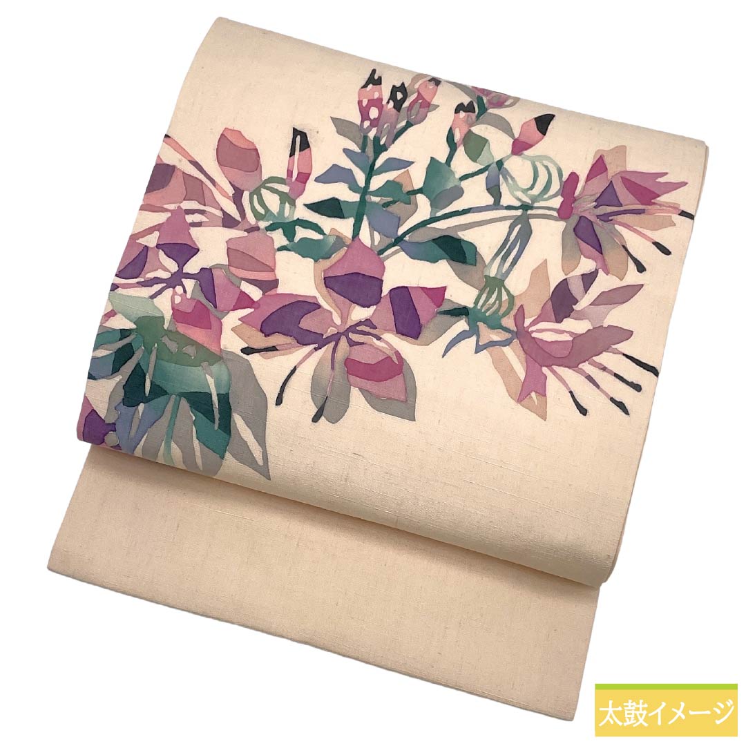Nagoya Obi Silk S Rank Nagoya Tailored Light Pinkish Brown Batik Abstract Floral Pattern Artist Piece Obi Length 395cm Partial Pattern Casual Pink System 1124011712413