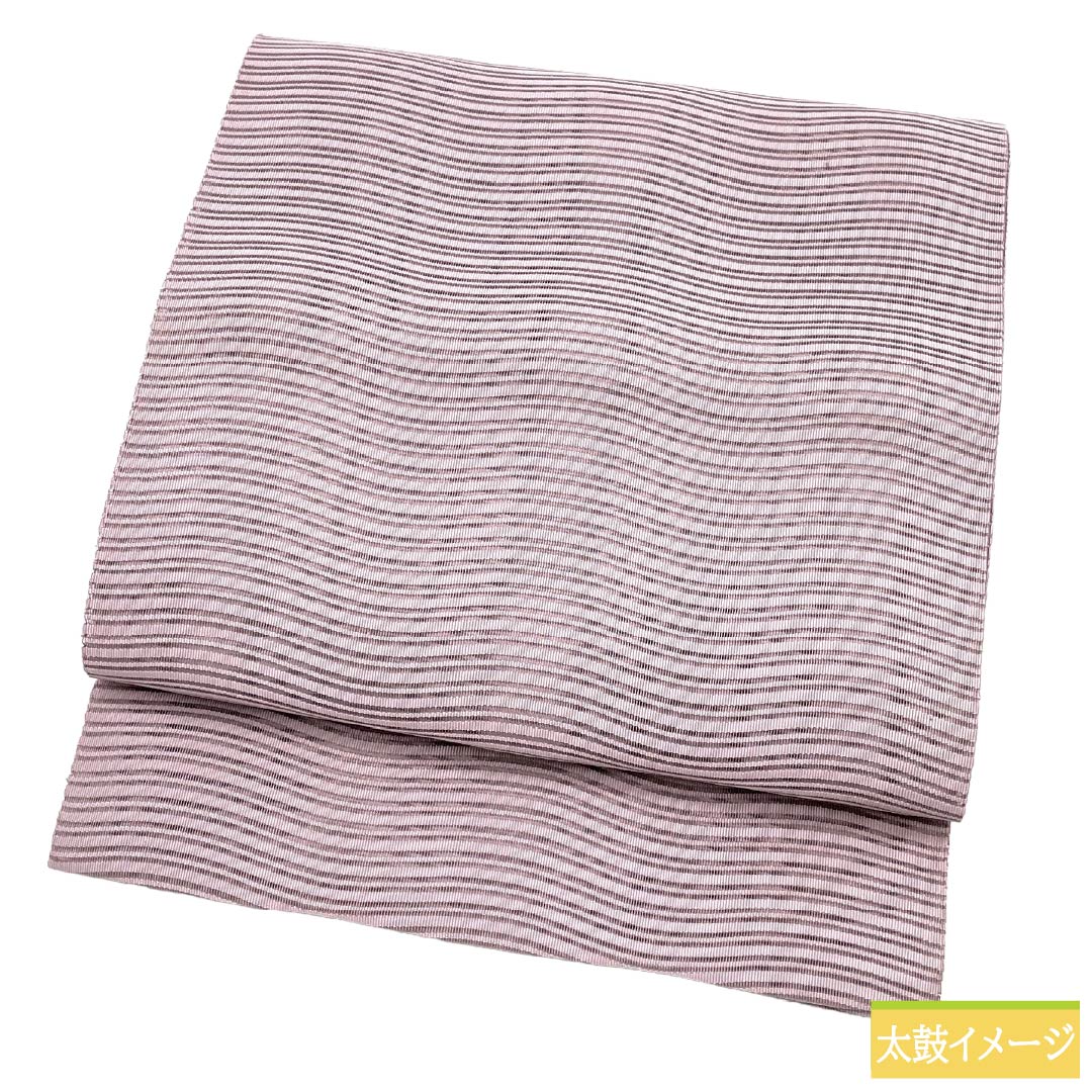 名古屋帯 正絹 Aランク 松葉仕立て 薄梅鼠色（うすうめねずいろ） 夏帯 変わり絽 無地 帯丈358cm 全通 カジュアル ピンク系 1124013053313