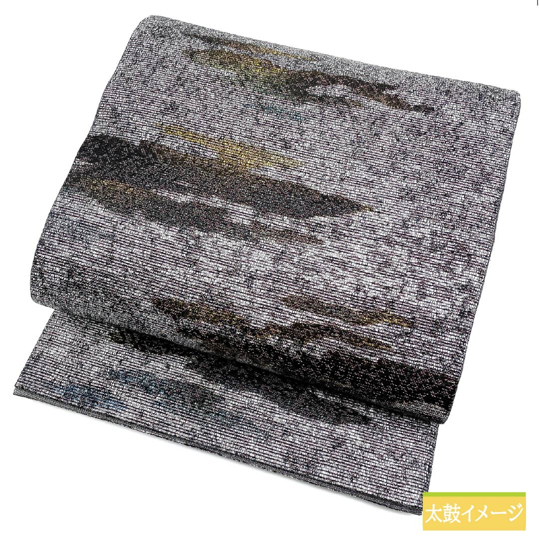 Fukuro Obi (Sash) - Pure Silk, Silver (Gin-iro) - Nishijin-ori, Hiki-Haku, Kumotori, Shichiku - Length 436cm - A-Rank - Six-way - Semi-formal - Silver 1123012943322