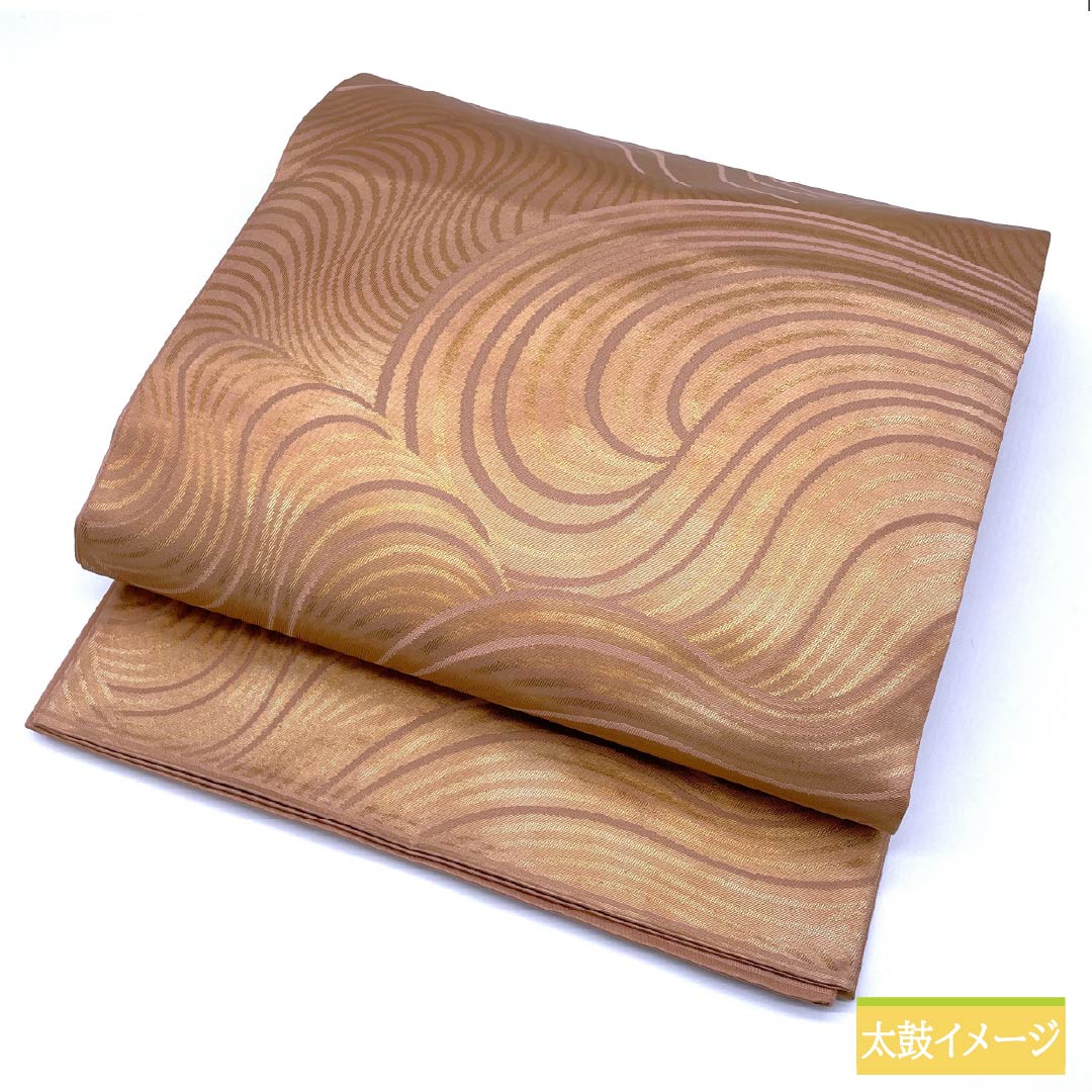 Fukuro Obi, Pure Silk, Light Red, Nishijin Weave, Waves, Length 432cm, S Rank, Six-way, Semi-formal, Pink, 1123012882313