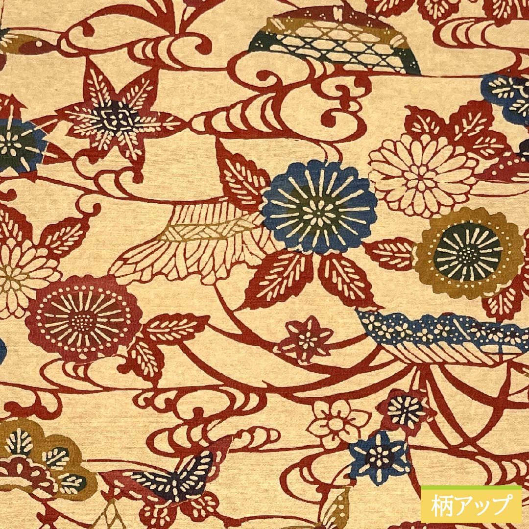 Nagoya obi, genuine silk, Rank A, clove color, Kyo-bingata, floral pattern, classic design, obi length 348cm, rokkutsu, casual, beige, 1124011123325, Nagoya style