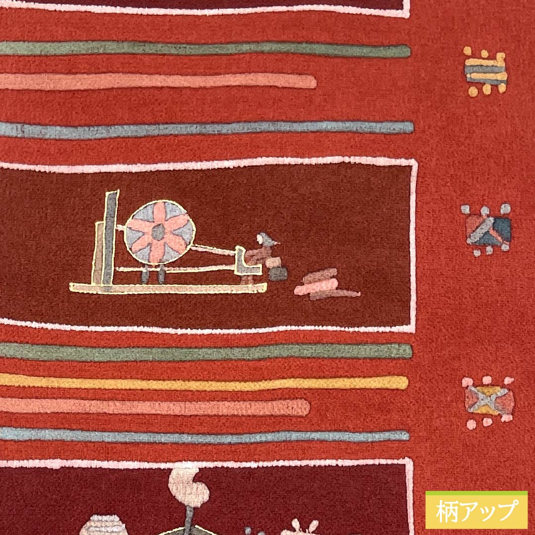 名古屋帯 正絹 Aランク 牛血紅色（ぎゅうけつこういろ） 型染 ふるさと 糸巻 帯丈362cm 全通 カジュアル 赤系 1124011563312 名古屋仕立て