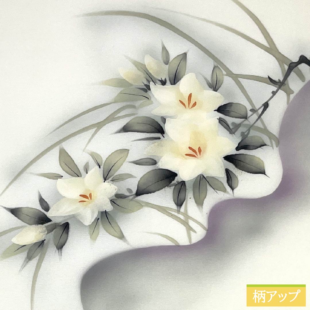 Nagoya Obi, Pure Silk, A Rank, Nagoya Tailored, Milky White, Shioze, Western Floral Pattern, Obi Length 352cm, Partial Pattern, Casual, White Tone, 1124011753311