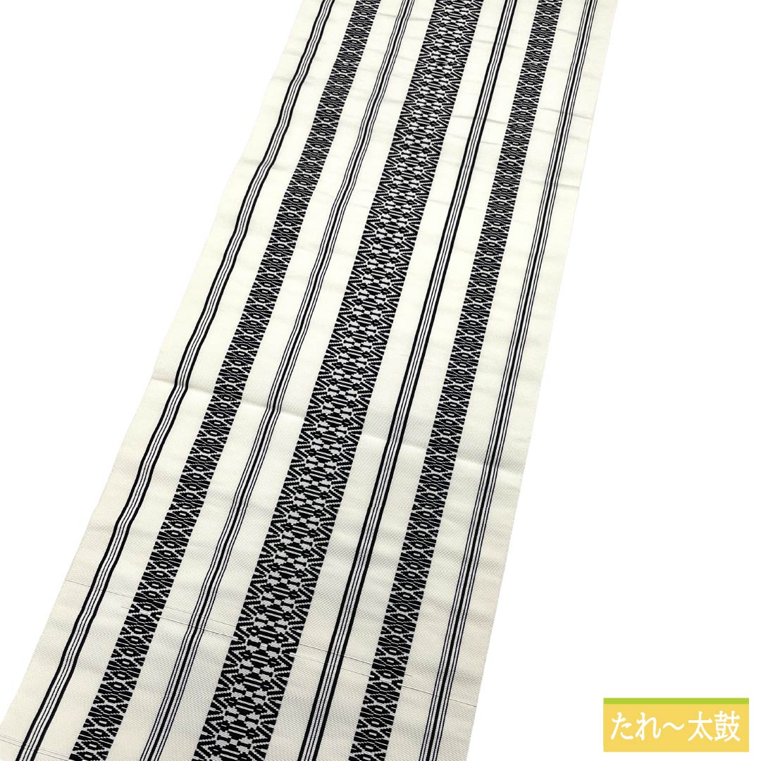 Nagoya Obi - Silk - Rank S - Matsuba-style - White - Hakata-ori - Kenjo Pattern - Monotone - Obi length 379cm - Zen-tsu - Casual - White-based - 1124011812311