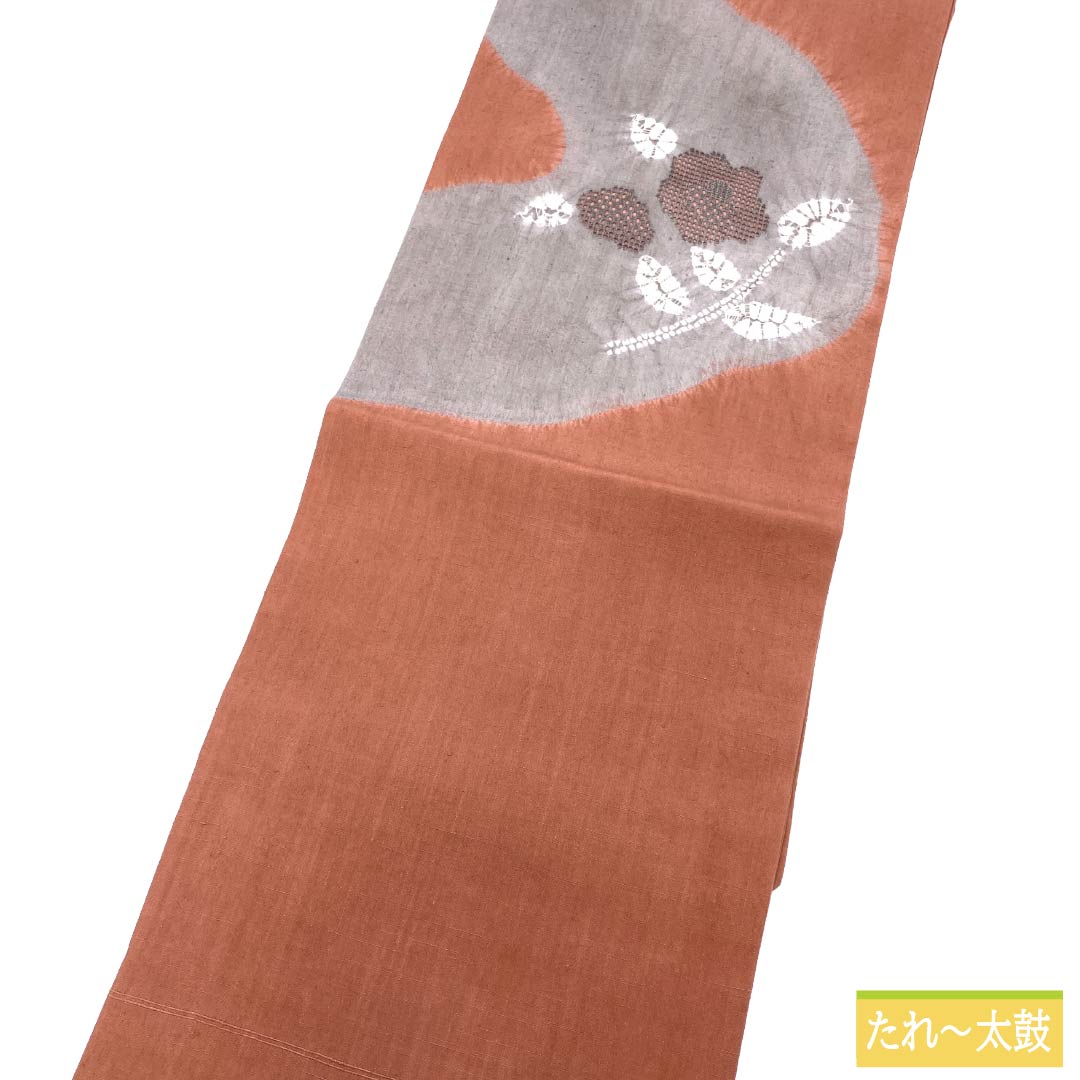 名古屋帯 正絹 Aランク 名古屋仕立て 赤蘇芳色（あかすおういろ） 汕頭刺繍 絞り 古典柄 帯丈359cm ポイント柄 カジュアル ピンク系 1124012553313