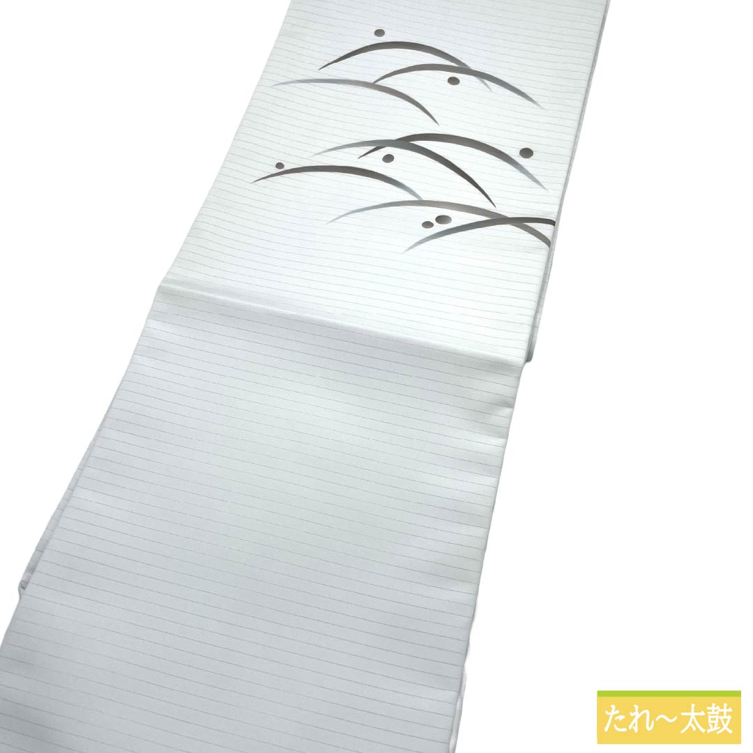 名古屋帯 正絹 Aランク 名古屋仕立て 露芝模様 古典柄 夏帯 長尺 帯丈376.5cm ポイント柄 カジュアル 青系 1124013203317