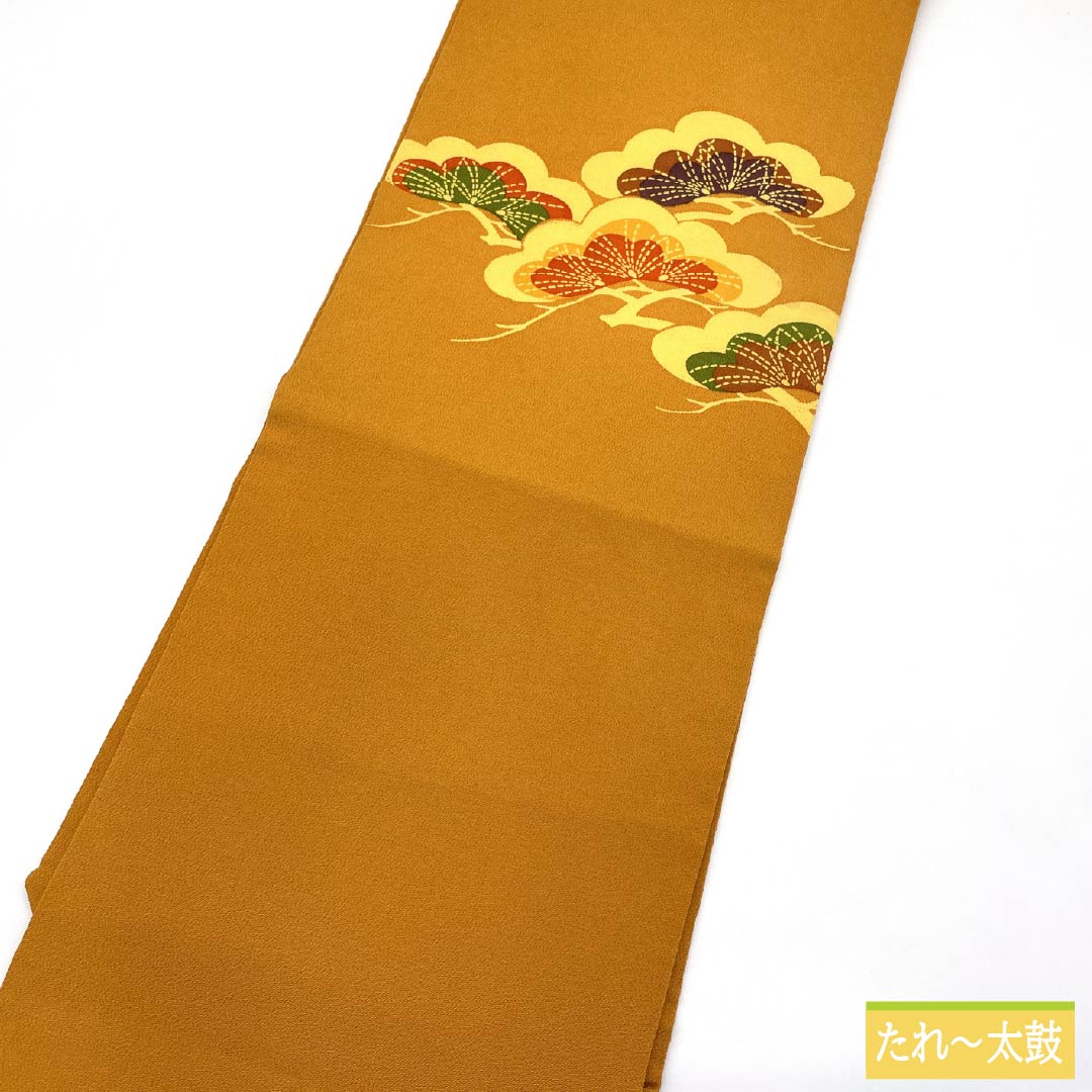 名古屋帯 正絹 Aランク 濃朽葉色（こいくちばいろ） 型染 ちりめん地 帯丈350cm ポイント柄 カジュアル 橙系 1124011523326 名古屋仕立て